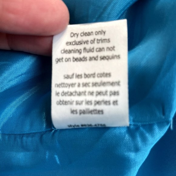 Nanette Lepore Dress 8 Blue Green Silk Linen Stripe Beaded Ruffle Mamacita Frock - Picture 13 of 14